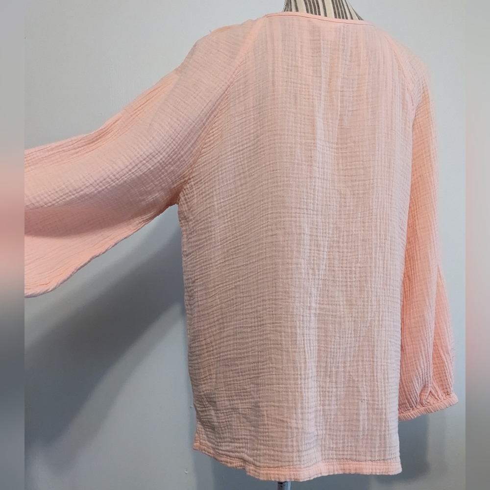 Caslon oversized gauzy cotton  v-neck top long sleeve nwt - Picture 10 of 16
